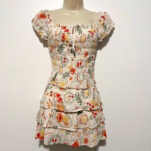 Kirious Womens Milkmaid Skort Set L Fruit Resortwear Vacation Summer Island